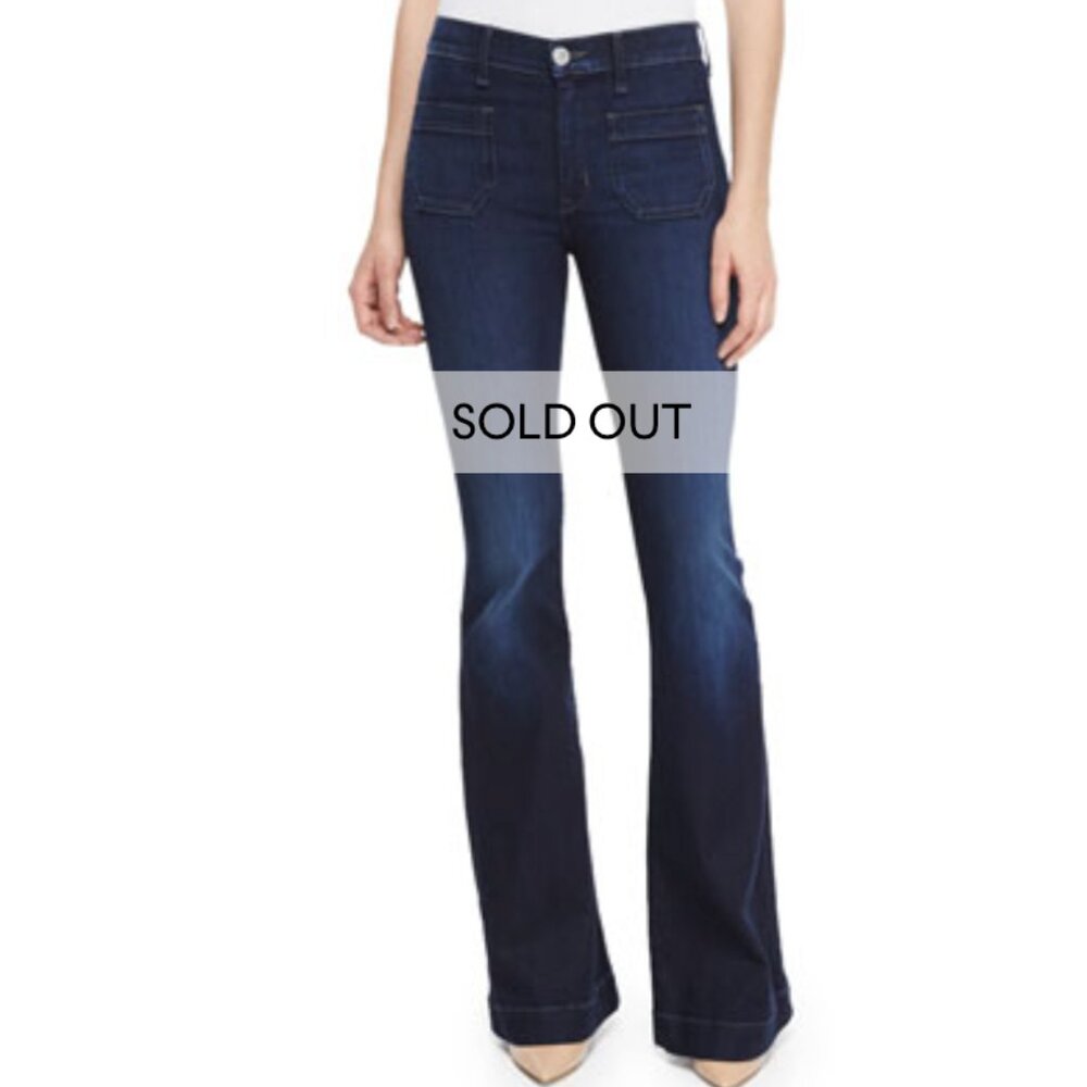 Hudson Taylor High-Rise Flare-Leg Jeans Rogue Waves Dark Blue Wide Leg Sailor